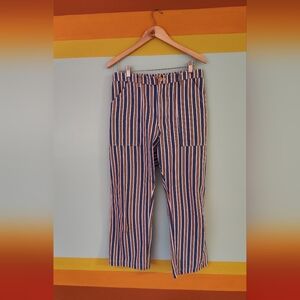 Big Bud Press Work Pants Striped Blue Yellow Medium